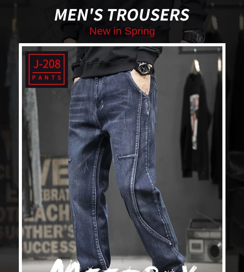 Summer Designer Clothes High Quality Punk Harajuku Fashion Casual Plus Size Slim Fit Denim Jeans for  2025 Cowboy Pants for Men