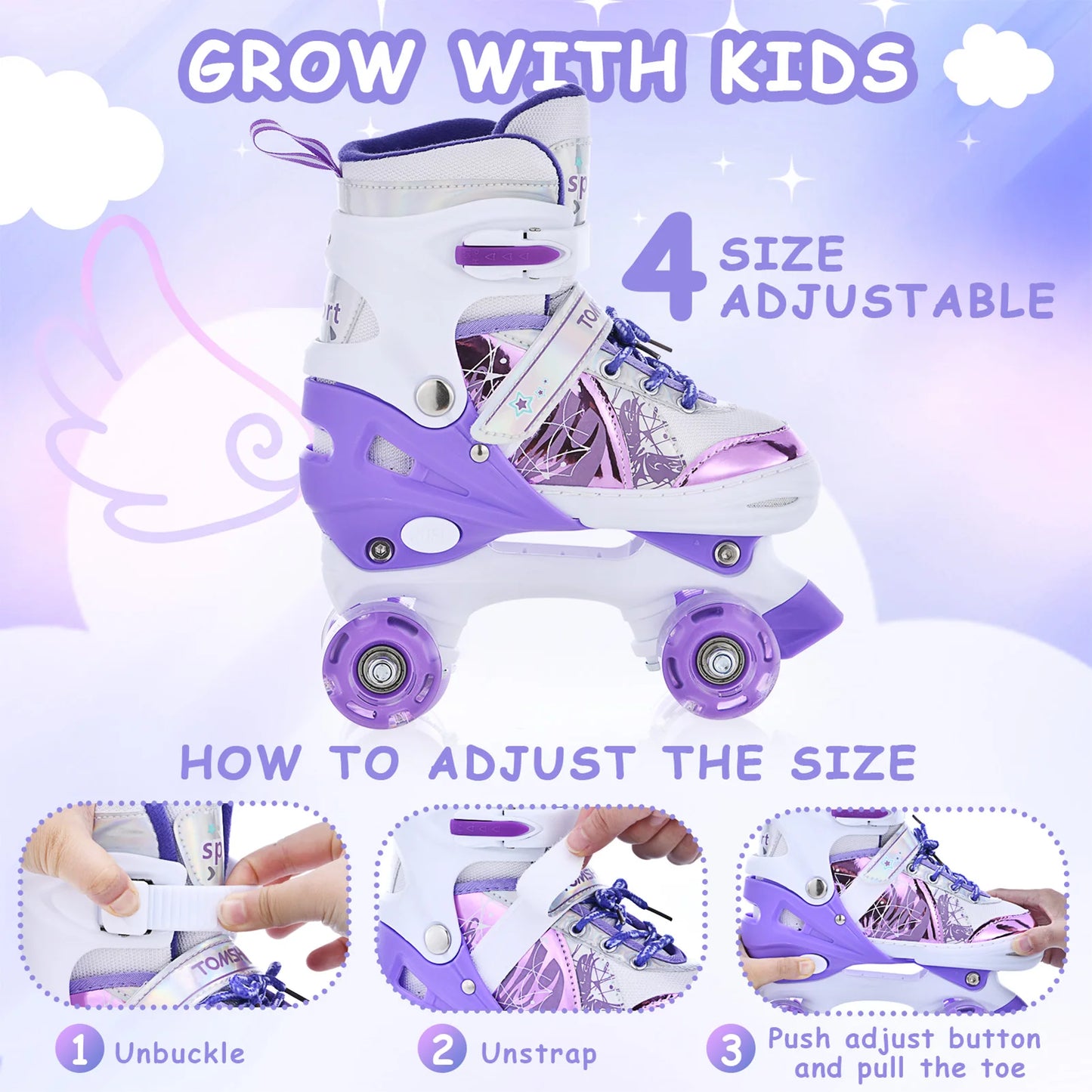 Roller Skates for Girls Boys for Kids 4 Size Adjustable Light Up kids roller skates kids roller skates girls girls roller skates