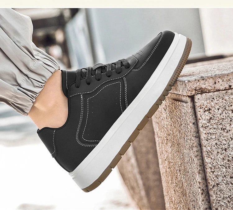 Men's Invisible Height Increasing Elevator Shoes Lace-up Sporty White Sneakers 8/10cm Taller Size Plus Invisible Elevate Shoes