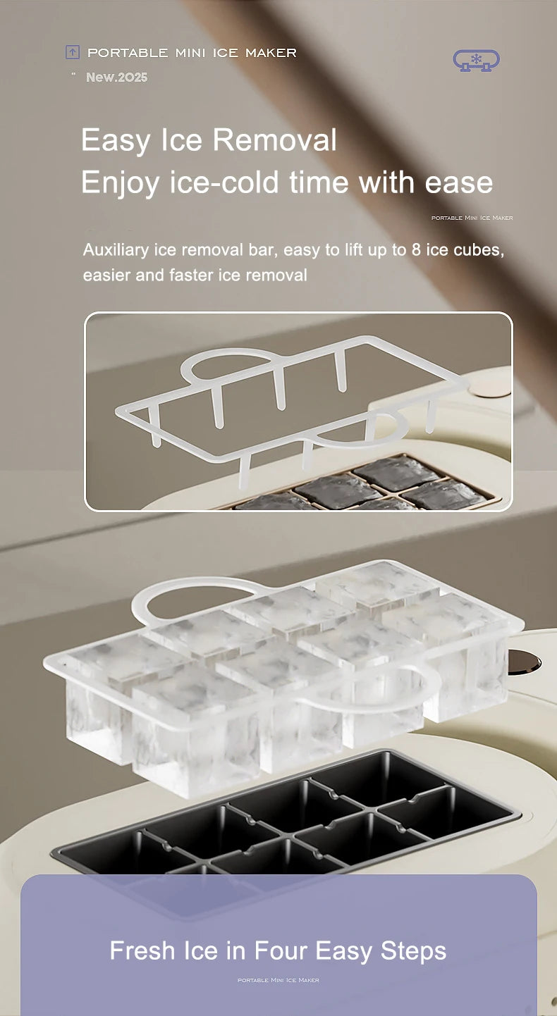 110V/220V Portable Small Ice Maker Mini Home Dormitory Office Camping 12V Car Cube Ice Automatic Ice Making Box Ice Machine