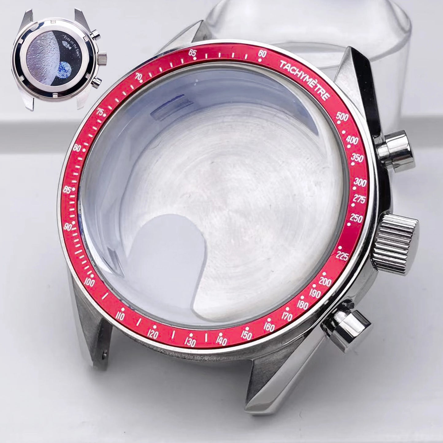 VK63 High Quality 39.7mm Case moonswatch metal case chronograph case Fit Vk63 movement Accessories vk63 Watch Box