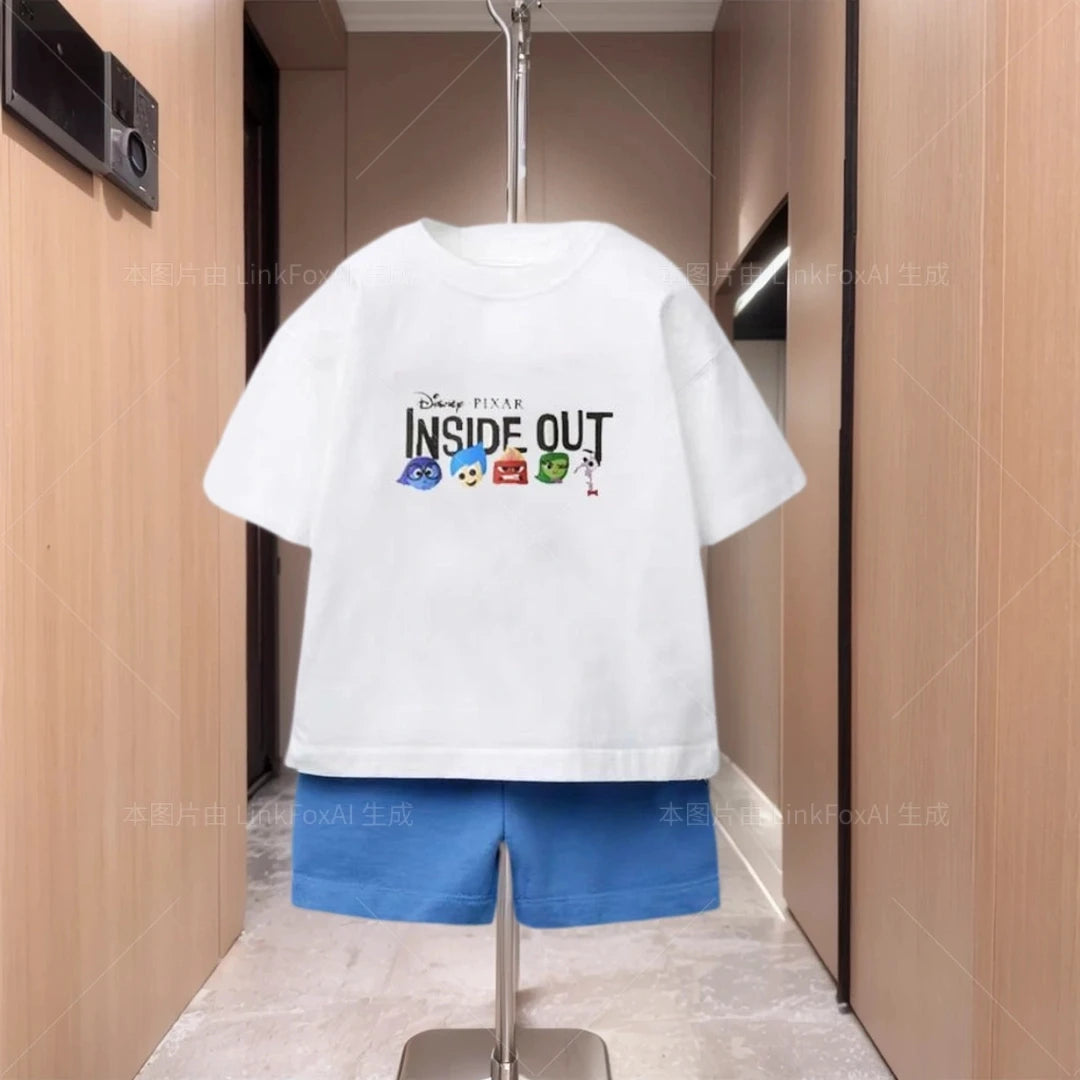 2025 Summer Kids Clothes Short Sleeve Outfits Cartoon T-shirt+shorts Children Trendy Round Neck Tees Versatile Shorts Suits