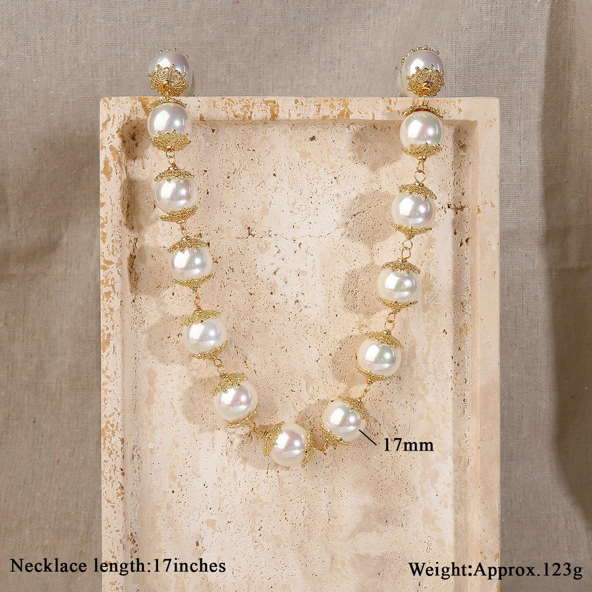 17mm White Shell Pearl Necklace  Fashion Necklace Jewelry for Women Girls Weddings Parties