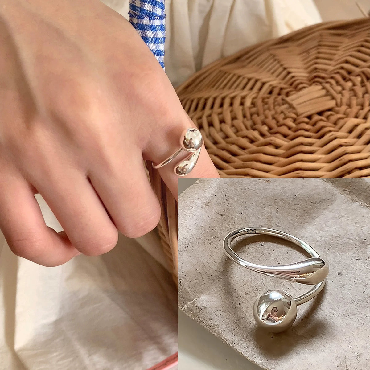 VENTFILLE 925 Sterling Silver Geometric Line Cross Wrap Open Ring For Women Gift Irregular Punk Adjustable Jewelry Dropshipping