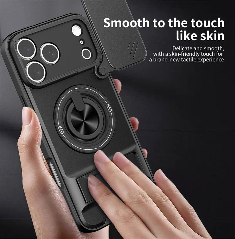 Armor Funda For iPhone 17 Pro Max Case Magnetic Ring Stand Lens Protect Coque For iPhone17 Pro 17Pro Max Wireless Charging Cover