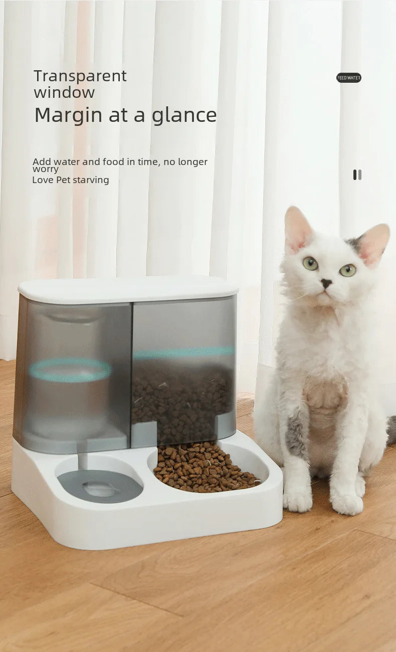 Automatic Dog Water Feeder Integrated Large 2.8L Capacity Transparent Visual Food Storage Bowl Pet Dog Cat Bowl