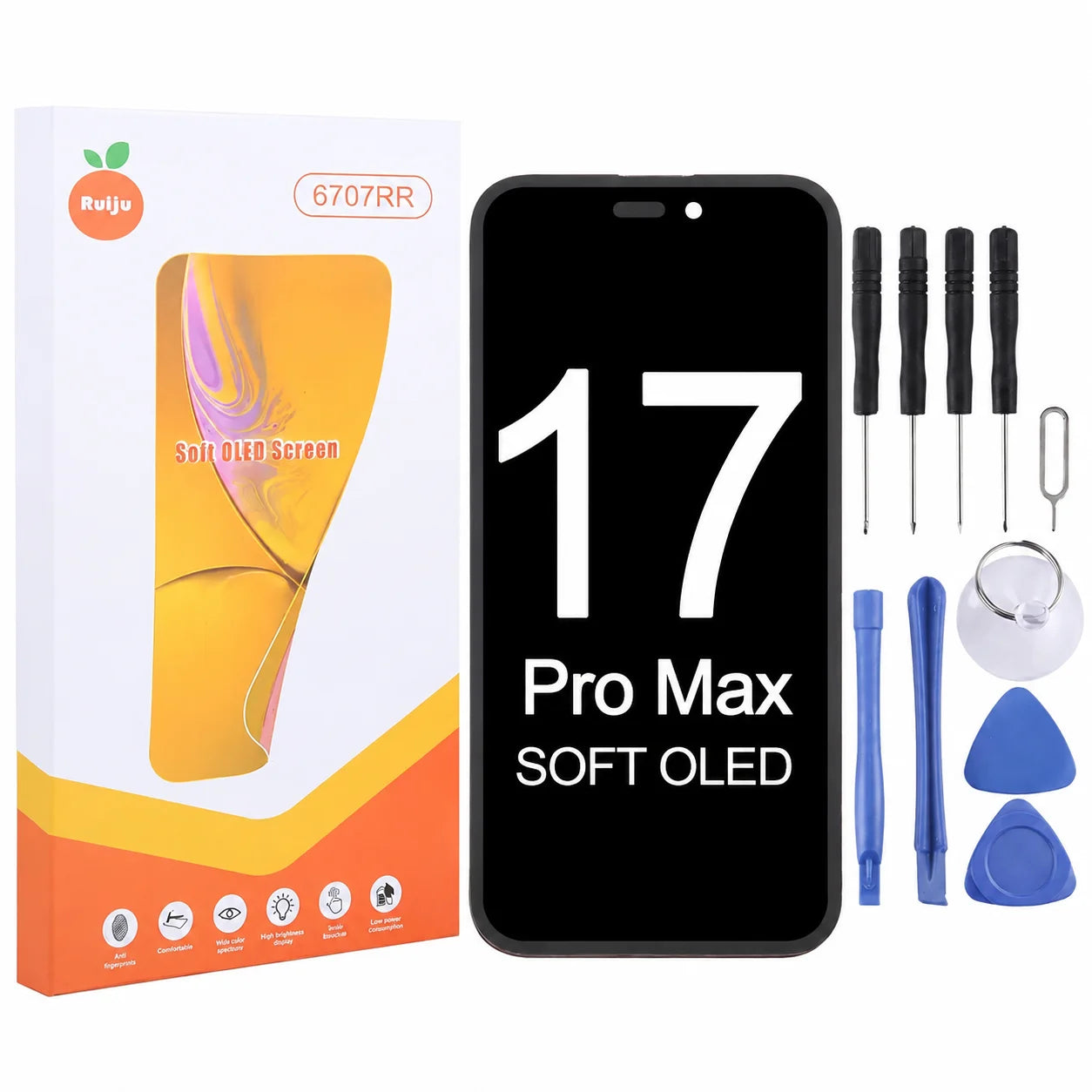 RJ Flexible Soft OLED Display for Iphone 12 13 14 15 16 Pro Max Plus Screen Touch Digitizer Assembly