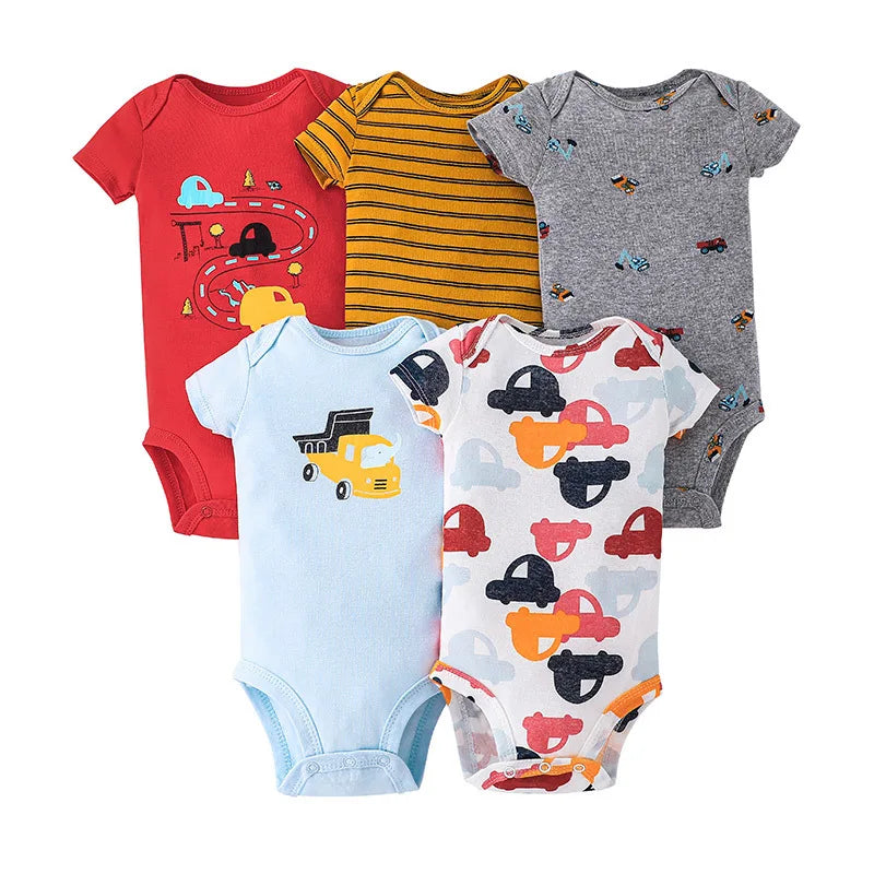 5 Pairs Newborn Baby Bodysuit Short Sleeve Infant Jumpsuit Short Sleeve Cotton Overalls Newborn Infant Jumpsuit  Kids Baby Roup