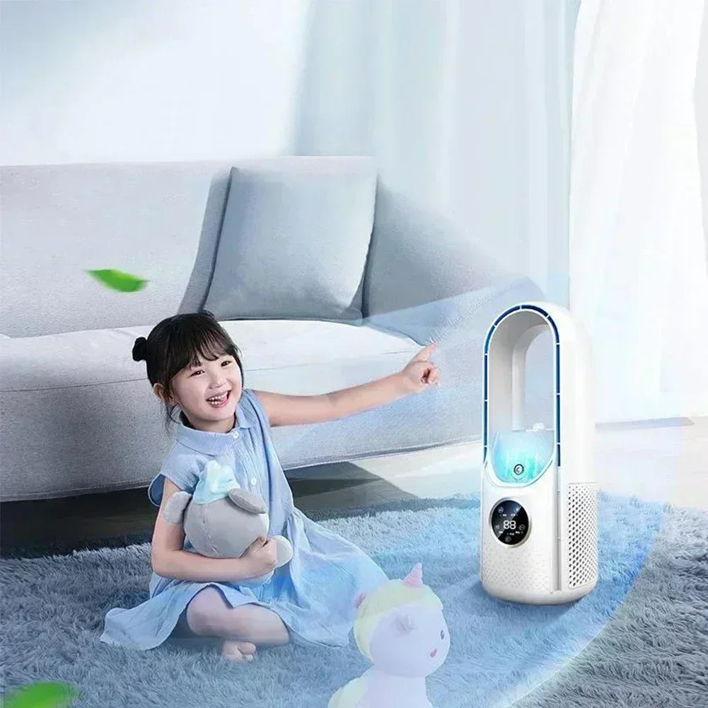 Portable USB Air Cooler Leafless Electric Fan 6 Speed Silent Timer Air Conditioner Cooling Fan Humidifier Conditioning Fan Amagi