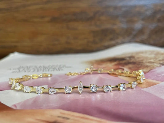 15+4cm Marquise Oval Round Water Drop Cubic Zirconia Tennis Bracelets for Women Gold Platinum Color Fashion Jewelry for Party