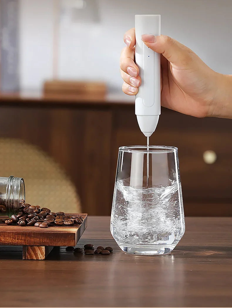 MINI Milk Frother USB Rechargeable 3 Speeds Foam Maker Coffee Whisk Mixer Electric Handle Blender Egg Beater