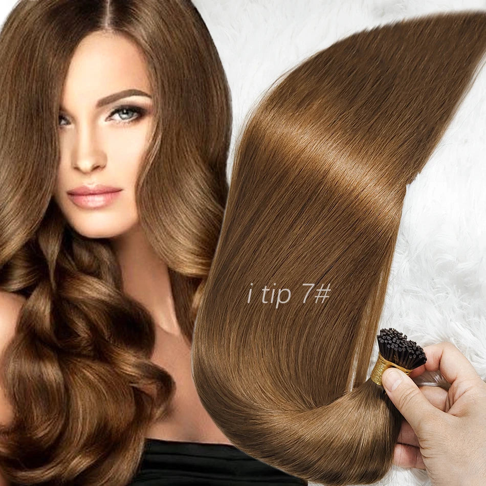 Human Hair i tip 100% human hair extensions Keratin Straight Brazilian Remy Human Hair Natural Capsule Hair Extension  30 inch