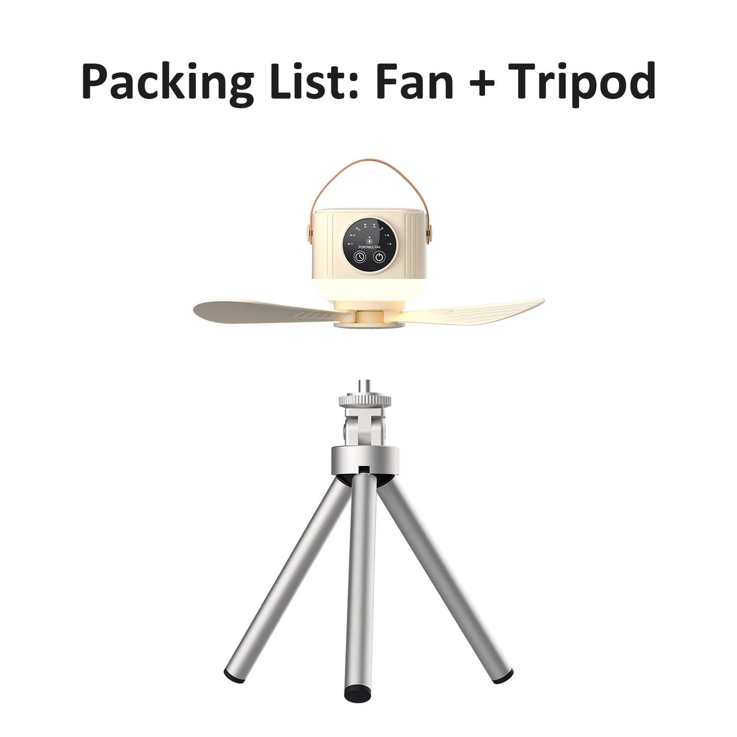 Mini Ceiling Fan, 4 Speeds, LED Screen, 3-Level Night Light, 4 Timers (1-8H), 3600mAh Battery, Remote, Quiet USB Fan for Camping