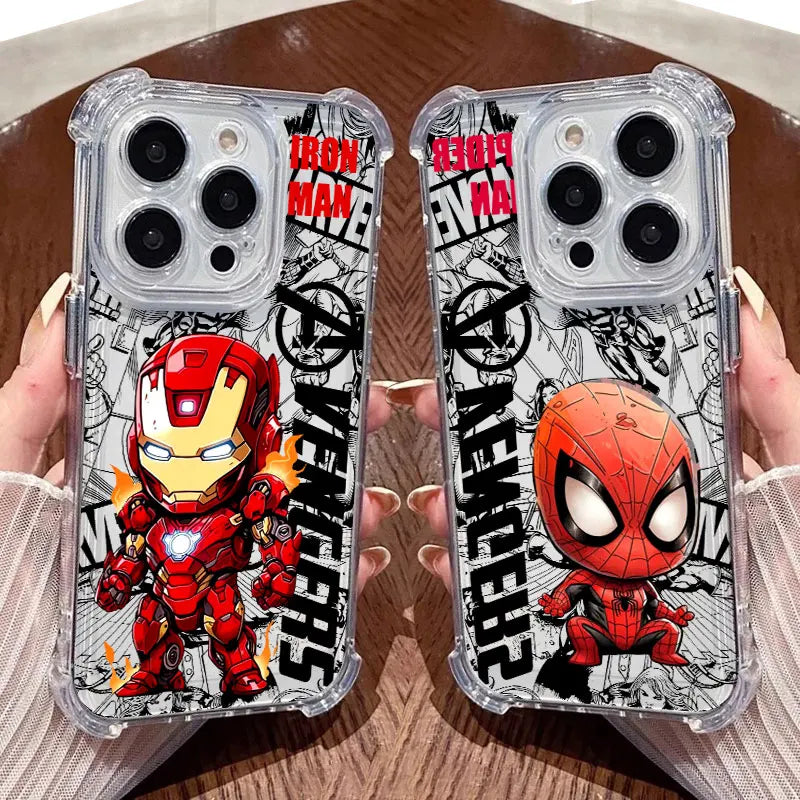 Spider Iron Man Deadpool Avengers Clear Case For iPhone 17 16 15 14 13 12 11 Pro Max 16e 17e Air 13 15 Plus XS X 7 8 Phone Cover