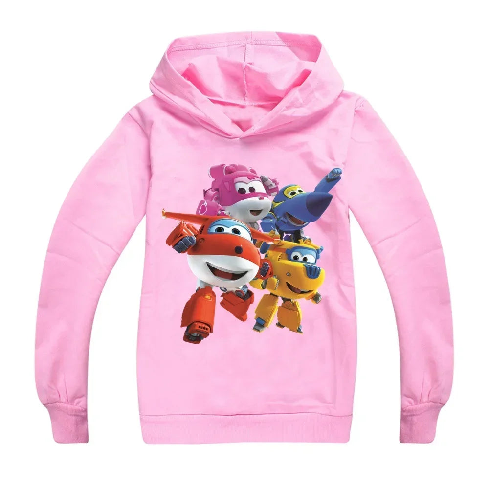 2-16Years Autumn Costumes Super Wings Hoodie Kids Clothes Boys Sweatshirts Cartoon Tops Toddler Girls Outfits Baby Boy Coats