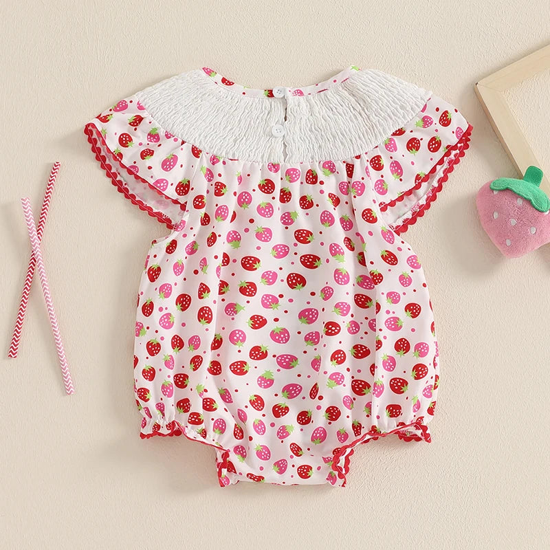 Newborn Baby Girls Watermelon Romper Fly Sleeve Ruffle Rompers Sleeveless Babydoll Collar Bodysuits Summer Clothes