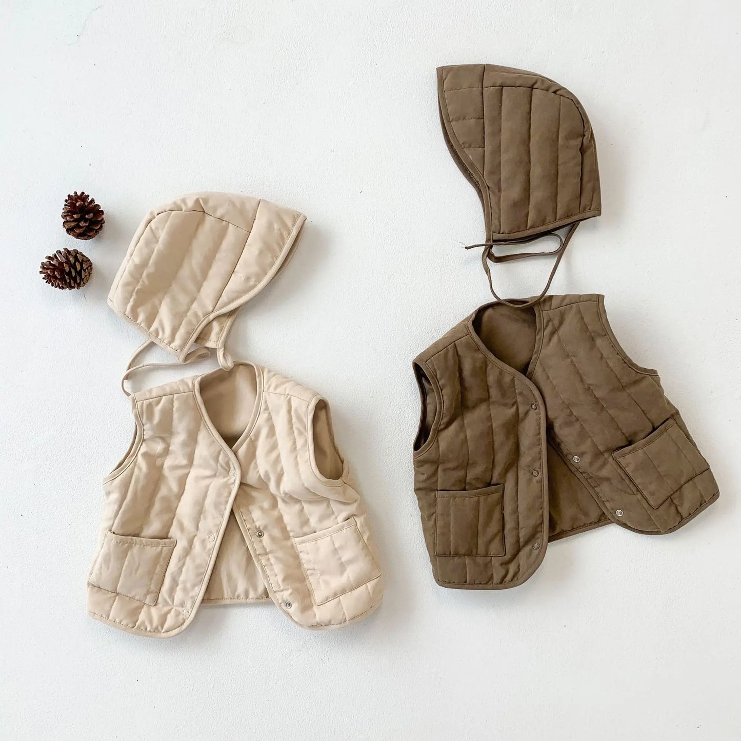 Korean Baby Vests Hat Set Fall Spring Kids Waistcoat for Girls Boys Jackets for Children Outerwear Coats Toddler Infant Clothes