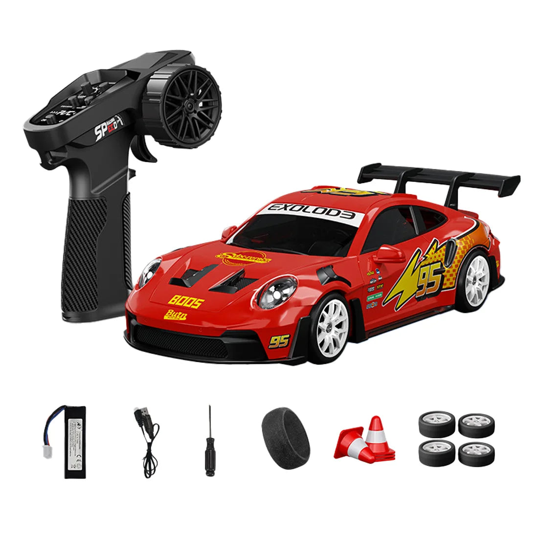 D24 1:24 RC Drift Car 4WD Proportional High Speed Racing Vehicle with ESP Gyro Underglow LED Dual Tires Remote Control Sport Car