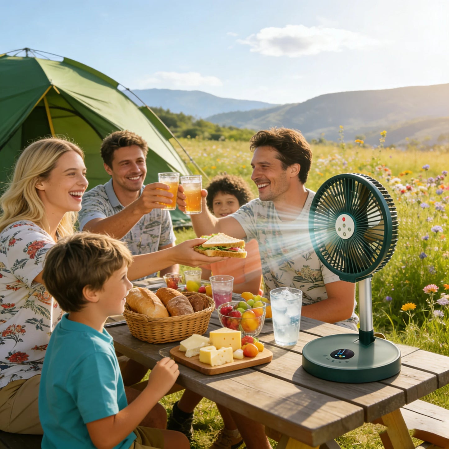 10 Inch Remote Control Folding Desktop Vertical Electric Fan Silent and Timed Rotating Left and Right Outdoor Home Electric Fan