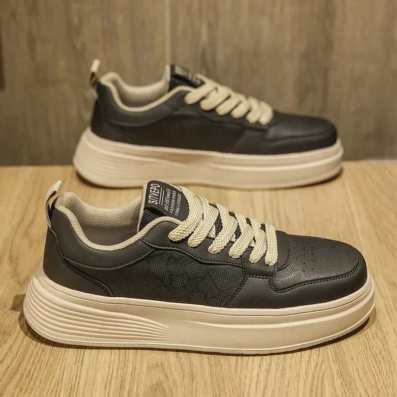 Men's Casual Sport Shoes Thick Bottom Invisible Heightening 10cm Rubber Outsole Synthetic Upper Breathable Lace-Up Sneakers