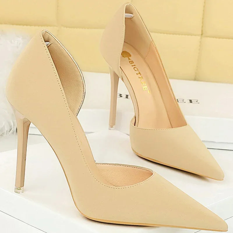 2025 New Women 11cm High Heels Wine Green Pumps Plus Size 34-43 Stripper Evening Orange Heels Lady Wedding Bridal Scarpins Shoes