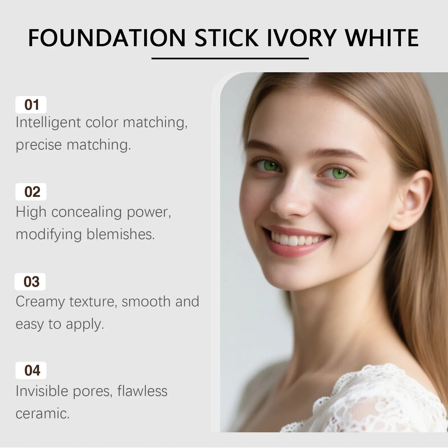 Dual-Action Color-Changing Foundation Stick - Skin-Nourishing, Lightweight Matte Finish, All-in-One Portable Makeup Stick