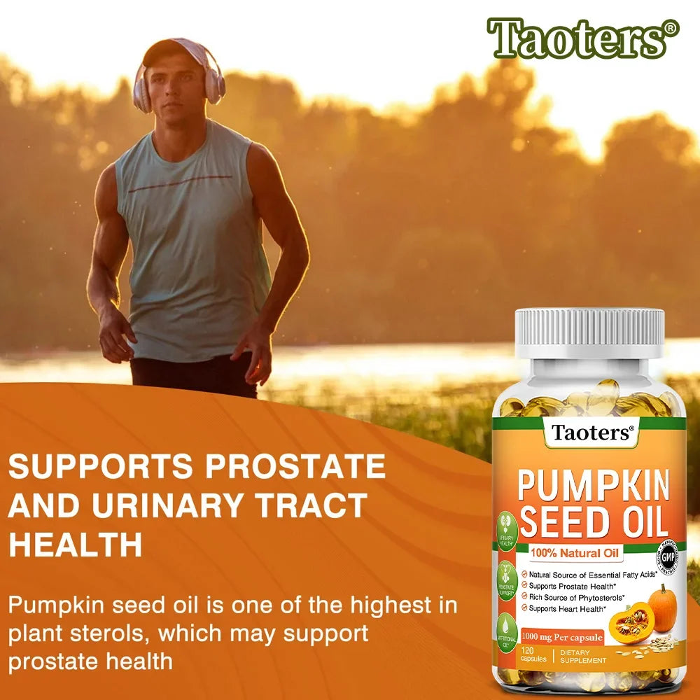 Pumpkin Seed Oil Capsules - Promotes Hair Growth, Urinary Tract and Prostate Health, Cardiovascular Support | Non-GMO