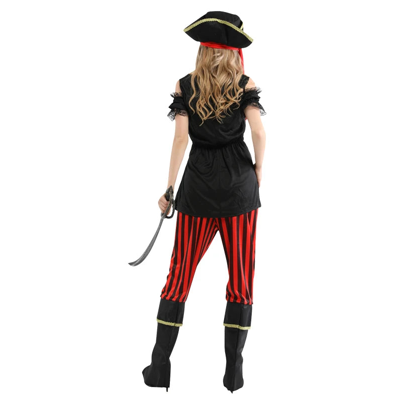 Halloween Theme Women Fancy Dress ，Parent-child Role Playing Cosplay Costumes,Female Pirates Captain of the Caribbean