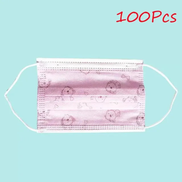 100-200pcs Black Kid Disposable Protective Mask 3 Layer Nonwoven Kids Filter Hygiene Thicken Children's Cartoon Face Mouth Masks