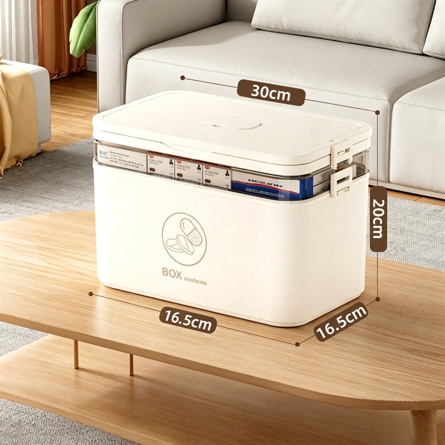 1pc 3-Tier Family Emergency Medicine Storage Box, Leak Resistant Compact Home Medicine Organizer