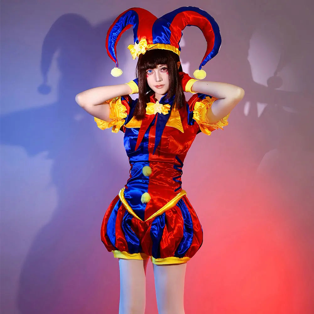 Halloween Carnival Party Outfit Pomni Cosplay Costumes Clown Uniform Anime The Amazing Digital Circus Role Play