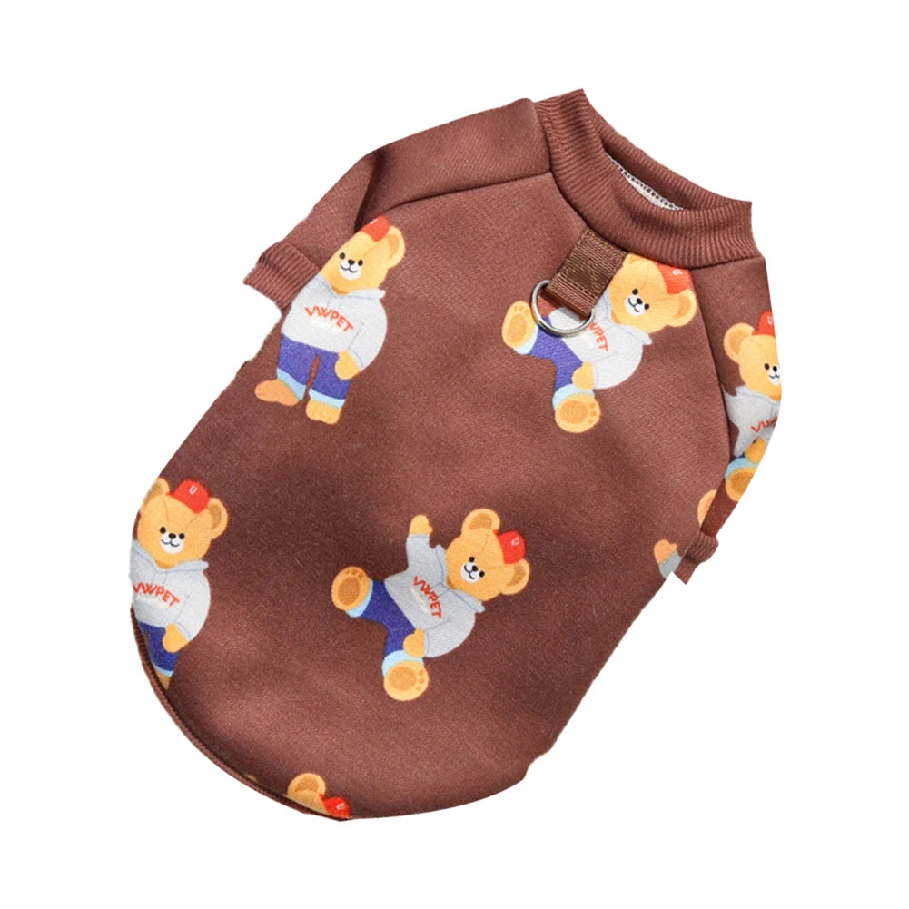 Universal 7.5-45kg Bear Patttern Pet Dog Cat T-shirt Cotton Dog Soft Breathable Clothes for French Bulldog Mediun Large Dogs