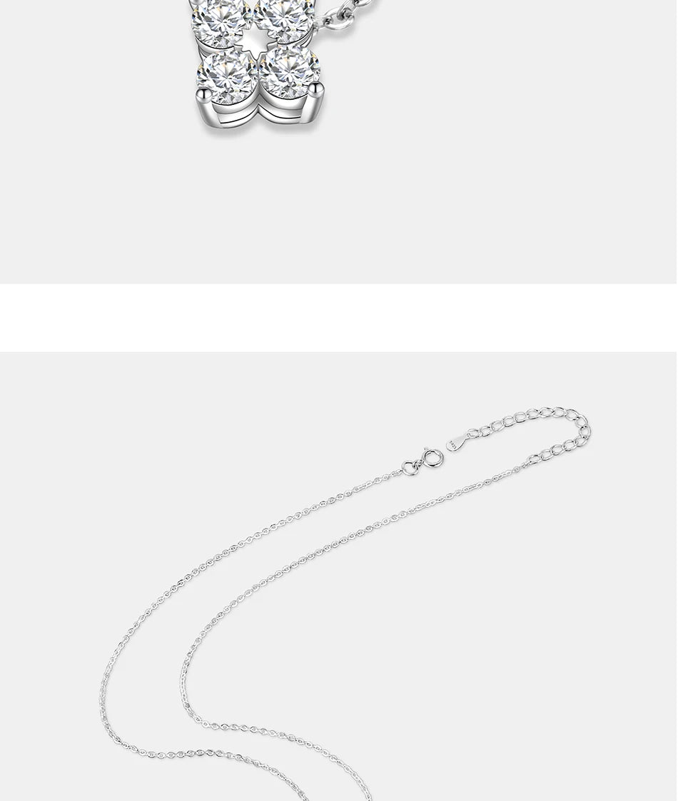PERFANY All Moissanite Necklace for Women S925 Pure Silver Classic Clover Laboratory Diamond Pendant Fashion Jewelry
