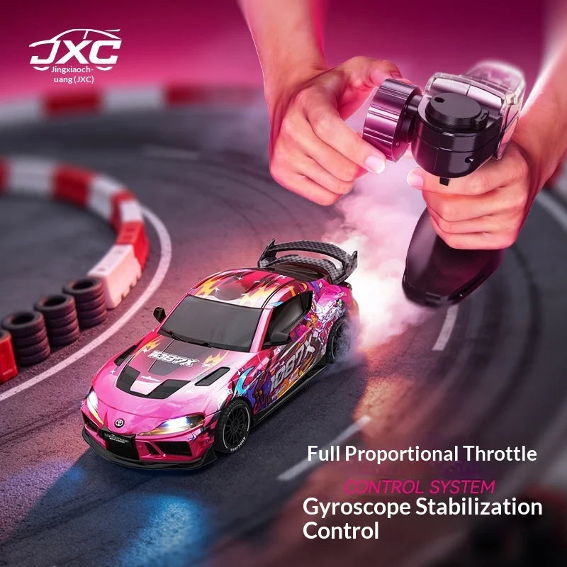 JXC1:43 Supra 1087X RC Drift Car Diecast Metal Body Static Model Grade Gyro 4WD Full Proportional Mini RC Vehicle for Collectors