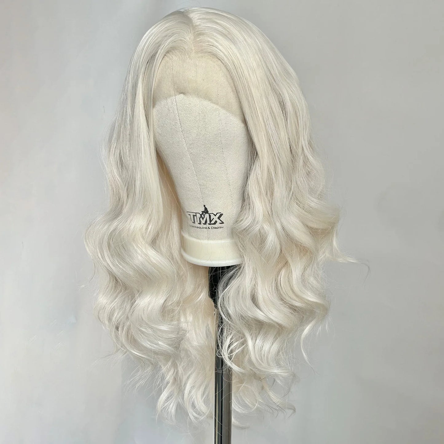 Long Blonde Body Wave Lace Front Wigs for Women Free Part White Platinum Blonde Curly Wavy 13X4 Glueless Synthetic Daily Cosplay