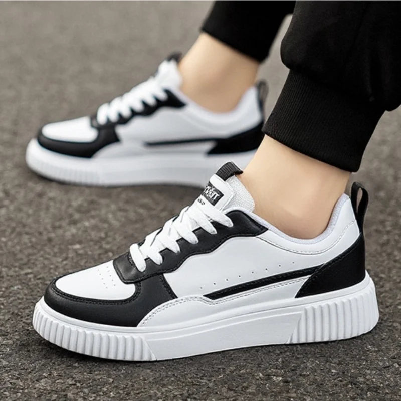 YRZL Fashion Leather Men Casual Shoes Lightweight Running Shoes Platform White Sneakers Outdoor Breathable Sport Shoes Shoes