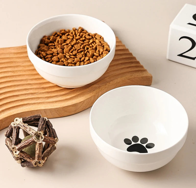 500ML Pet Ceramic Bowl Kitten Puppy Ceramic Bowl Water Feeder Cat Food Feeding Dish Dispenser with Raised Stand Cat Accessories
