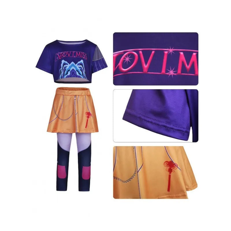 Kids Girls Costume Sets Kids Tops+Skirt Pants 2 Pieces Outfits Children K-Pop Fashion New Birthday Party Stage Performance Suit