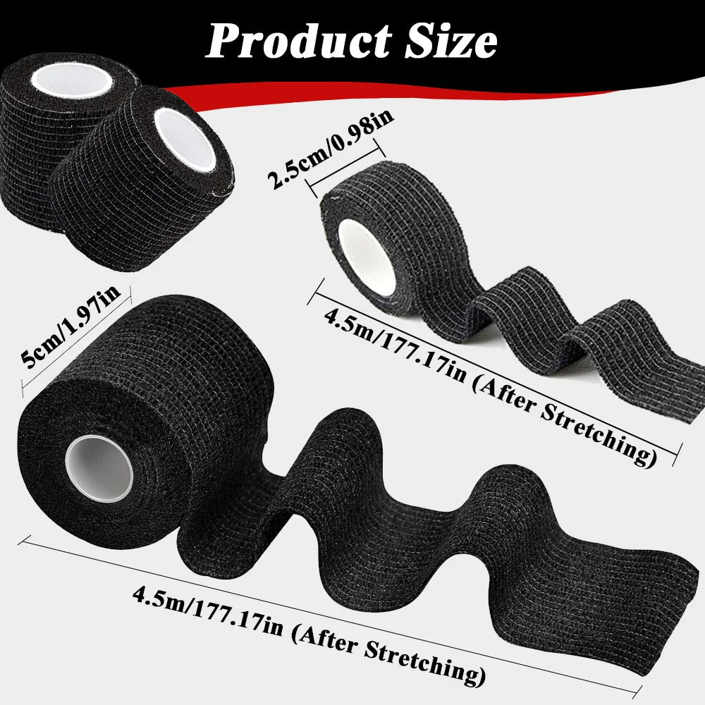 96/48/24/12/6/2pcs BlackTattoo Grip Tape Wrap Elastic Bandage Wrap 5cm/2.5cm for Tattoo Grip Tube Tattoo Pen Machine Supply