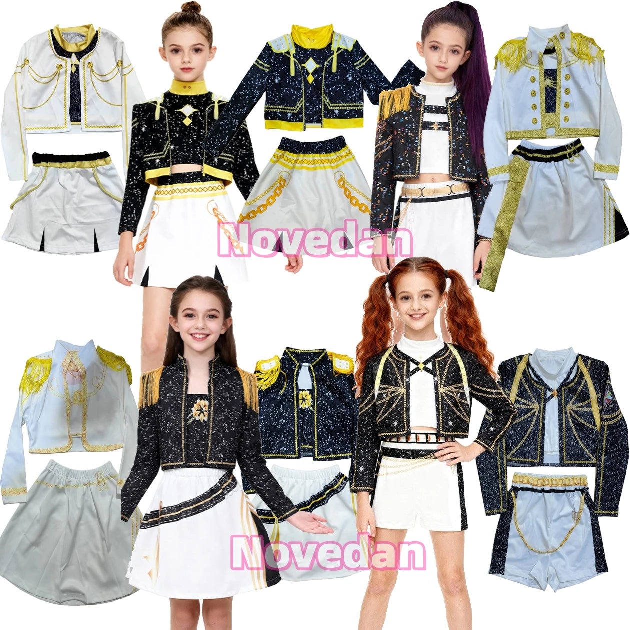 Cool Girl Cosplay Golden Costume Kids 3D Print Idol Group Singing Stage Performance Costume Child Halloween Party Clothes Suit