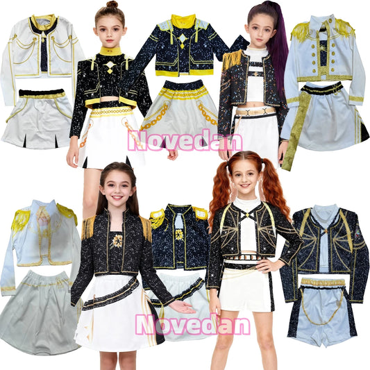 Cool Girl Cosplay Golden Costume Kids 3D Print Idol Group Singing Stage Performance Costume Child Halloween Party Clothes Suit