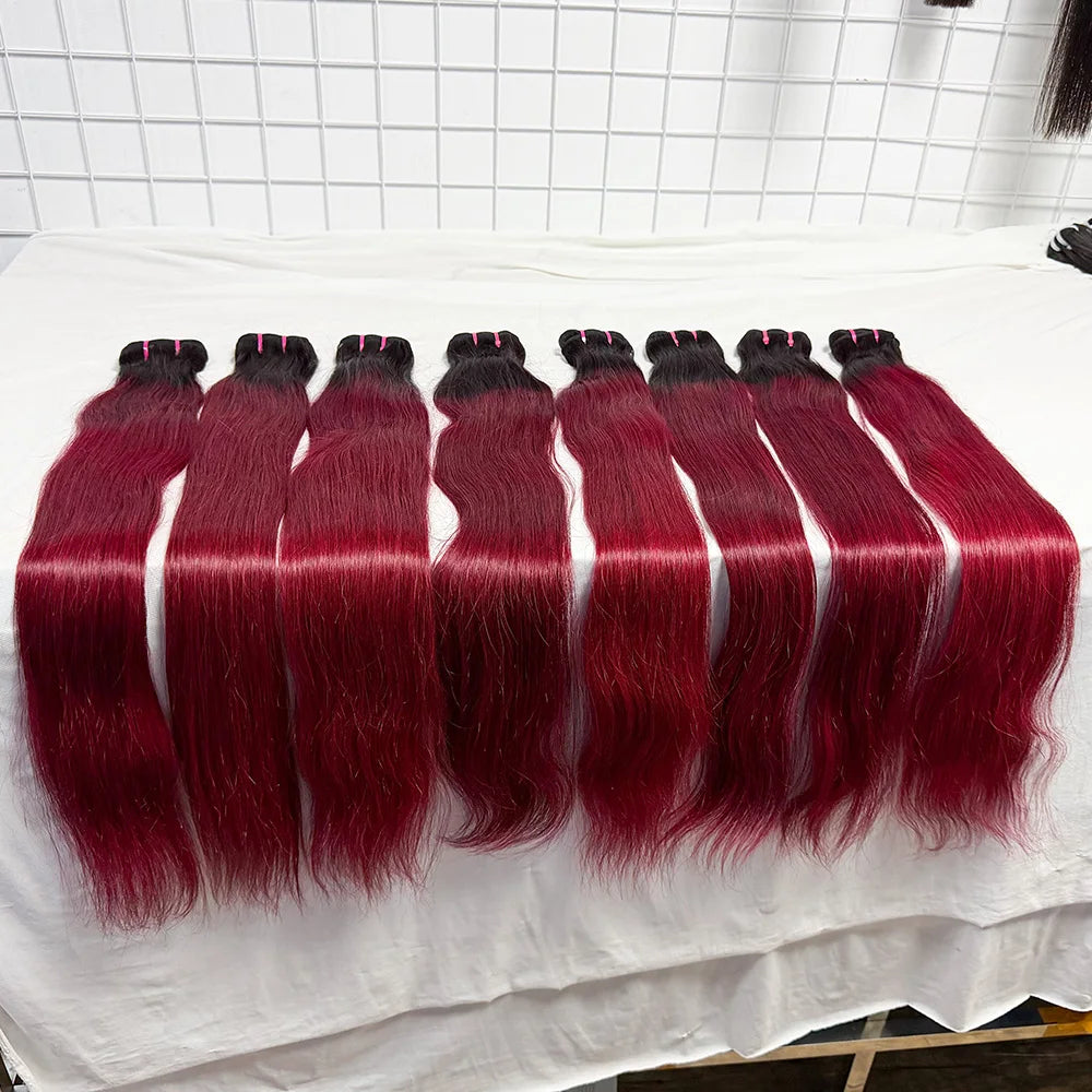 8-30 Inch T1B/99J Straight Human Hair Weaving Bundles 100g/Bundle High Quality Hair Extensions for Black Women