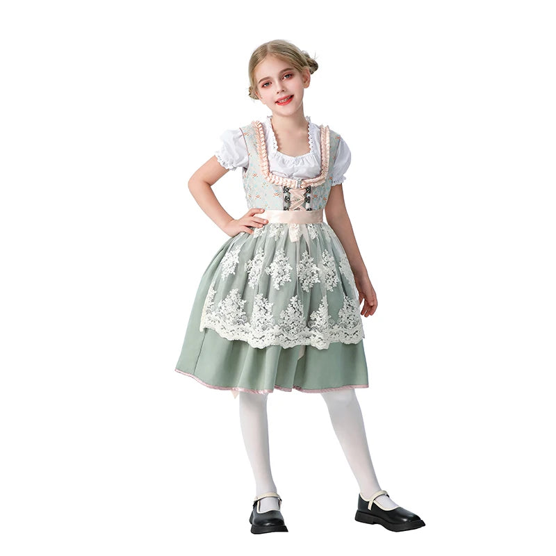Girls Halloween Costume Bavaria Children's Clothing German Oktoberfest Munich Farm Pastoral Dress Flower Girl Outfit