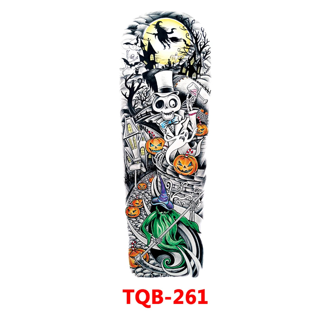 Full-arm Tattoo Stickers With The Crown Of The Virgin Of Jesus And Lion Waterproof Tattoo Stickers