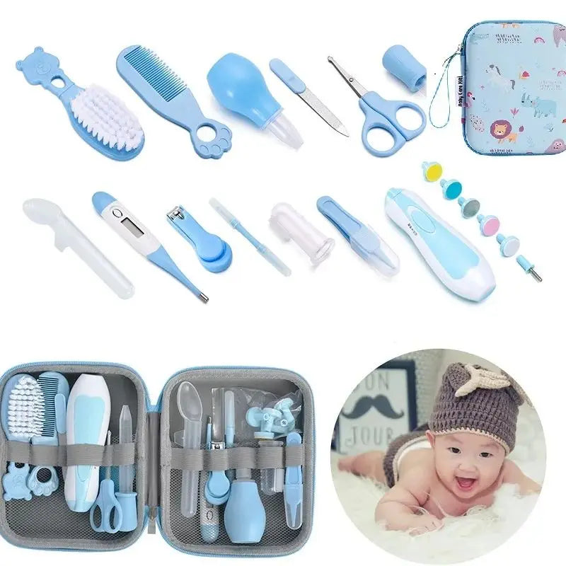 Baby Care Kit Kids Hair Nail Healthcare Thermometer Grooming Brush Kit Clipper Scissors Nail clipper Newborn Care Cleaning Set