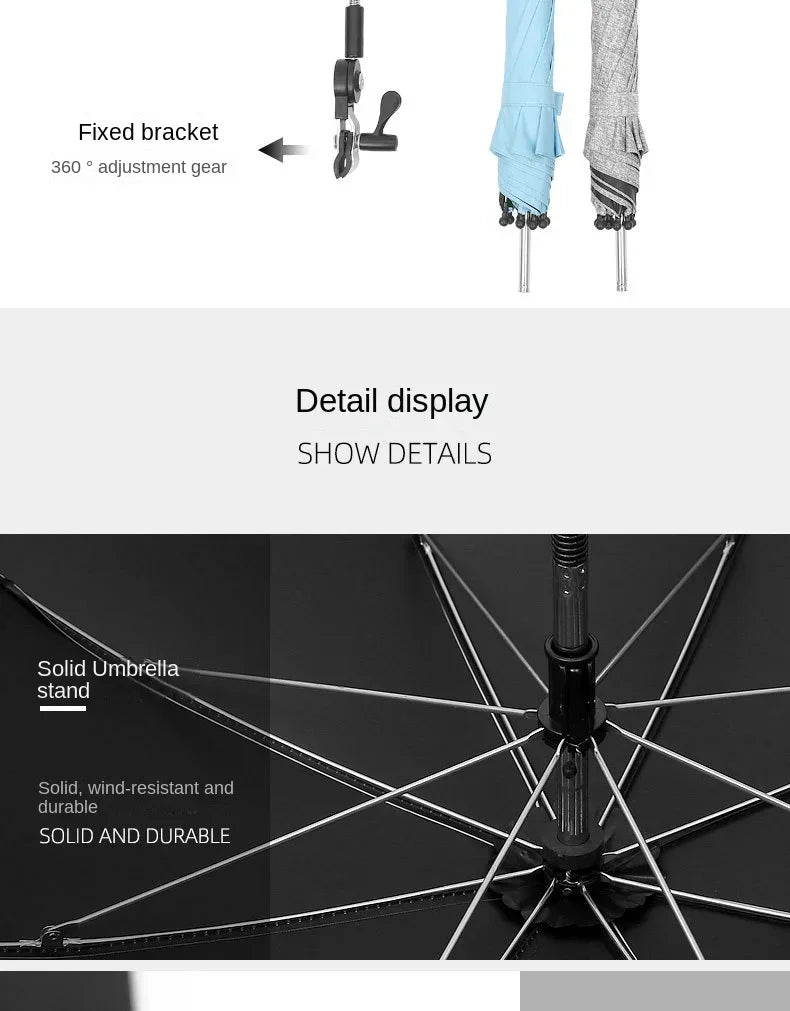 UV Protection Baby Stroller Umbrella With Clamp Universal Sunscree Rainproof Stroller Covers Umbrella Baby Stroller Accessories