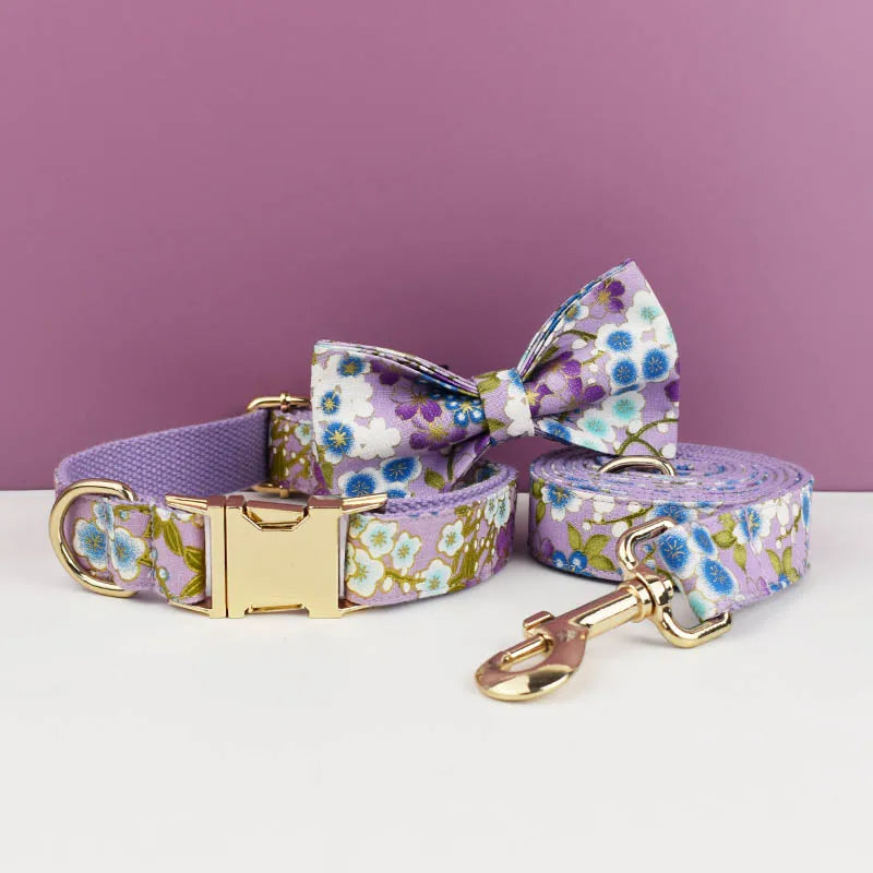 pets accessories dog collar leash harness set dog collar bow tie Printed pet products personalized luxury tactical dog collars