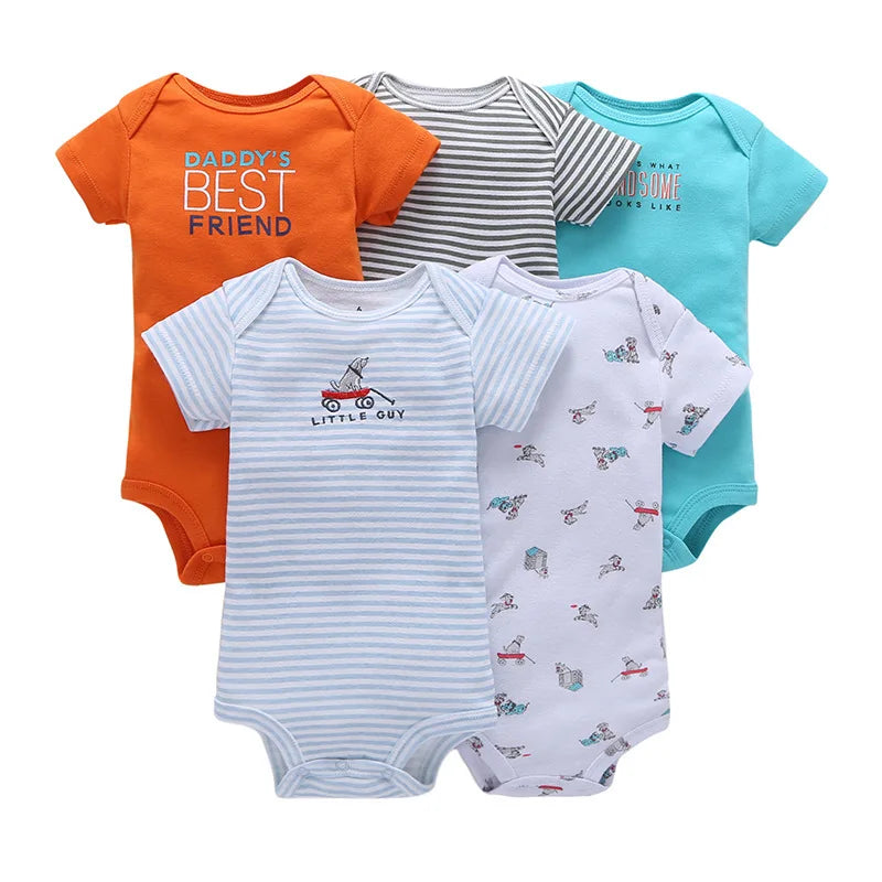 5 Pairs Newborn Baby Bodysuit Short Sleeve Infant Jumpsuit Short Sleeve Cotton Overalls Newborn Infant Jumpsuit  Kids Baby Roup
