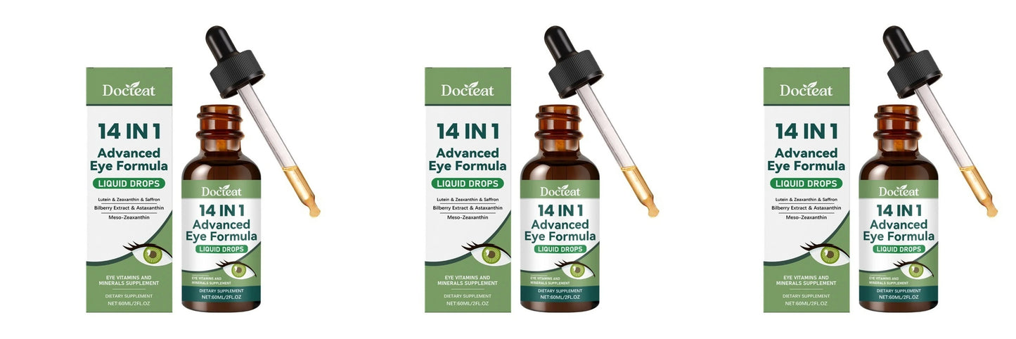 14 in 1 Advanced Visual Support Formula Liquid Drops with Lutein Zeaxanthin Saffron Astaxanthin Visual Support Supplement 60ml
