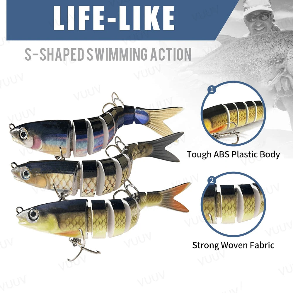 Fishing Lure Multi-Joint Fish Fishing Kit Slow Sinking Realistic Hard Lure Swimbait Freshwater and Saltwater for Bass Trout Lure